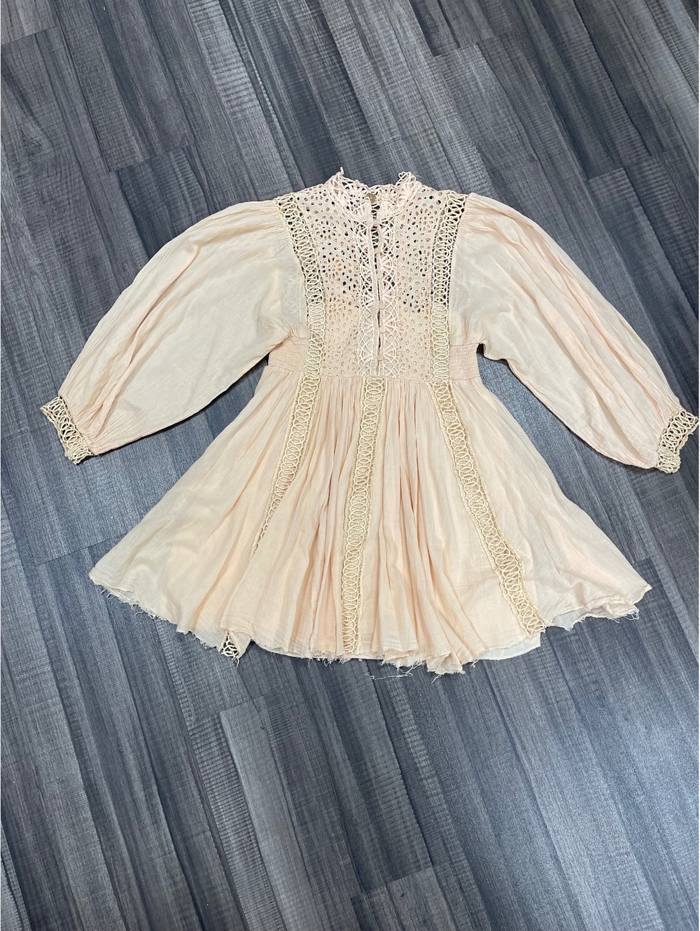 Free People One Karma Peach  Dress with Long Puf